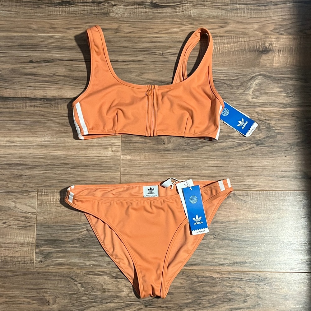 Adidas Orange Bikini with Zip-Up Top